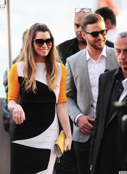 Justin Timberlake et son épouse Jessica Biel en route vers le Grand Journal